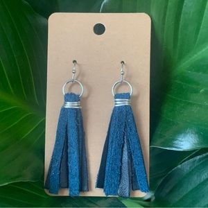 • [Handmade] Leather Tassel Earrings •
